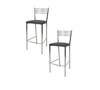 t m c s Tommychairs - Set 2 tabourets Elena pour Cuisine, Bar et Salle à Manger, Robuste Structure en Acier chromé et Assise rembourrée et revêtue en Cuir Artificiel Couleur Gris foncé