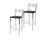 t m c s Tommychairs - Set 2 tabourets Elena pour Cuisine, Bar et Salle à Manger, Robuste Structure en Acier chromé et Assise rembourrée et revêtue en Cuir Artificiel Couleur Noir