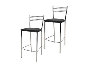 t m c s Tommychairs - Set 2 tabourets Elena pour Cuisine, Bar et Salle à Manger, Robuste Structure en Acier chromé et Assise rembourrée et revêtue en Cuir Artificiel Couleur Noir