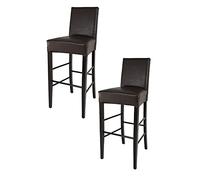 t m c s Tommychairs - Set 2 tabourets Luisa pour Cuisine, Bar et Salle à Manger, Structure en Bois de hêtre peindré en Couleur wengé, Assise et Dossier rembourrés et revêtus en Cuir Artificiel Marron