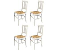 t m c s Tommychairs - Set 4 chaises Artemisia pour Cuisine, Bar et Salle à Manger en Style Shabby Chic, Structure en Bois de hêtre Vieilli à la Main et Assise en Paille
