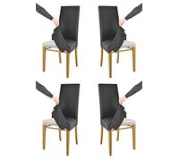 t m c s Tommychairs - Set 4 chaises avec Housse Amovible Jazz pour Cuisine et Salle à Manger, Structure en Bois de hêtre chêne, Assise et Dossier rembourrés et recouverts d'un Housse en Tissu Noir