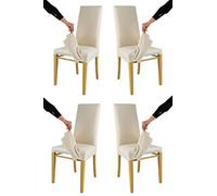 t m c s Tommychairs - Set 4 chaises avec Housse Amovible Jazz pour Cuisine et Salle à Manger, Structure en Bois de hêtre chêne, Assise et Dossier rembourrés et recouverts d'un Housse en Tissu Ivoire