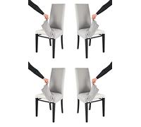 t m c s Tommychairs - Set 4 chaises avec Housse Amovible Jazz pour Cuisine, Structure en Bois de hêtre Aniline Noir, Assise et Dossier rembourrés et recouverts avec Housse en Tissu Gris Perle