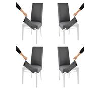 t m c s Tommychairs - Set 4 chaises avec Housse Amovible Jazz pour Cuisine, Structure en Bois de hêtre Blanc, Assise et Dossier rembourrés et recouverts avec Housse en Tissu Gris foncé