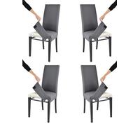 t m c s Tommychairs - Set 4 chaises avec Housse Amovible Jazz pour Cuisine, Structure en Bois de hêtre Aniline Noire Assise et Dossier rembourrés et recouverts avec Housse en Tissu Gris foncé