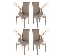 t m c s Tommychairs - Set 4 chaises avec Housse Amovible Jazz pour Cuisine, Structure en Bois de hêtre Cappuccino, Assise et Dossier rembourrés et recouverts avec Housse en Tissu marmotte