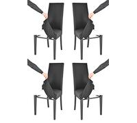 t m c s Tommychairs - Set 4 chaises avec Housse Amovible Jazz pour Cuisine, Structure en Bois de hêtre Aniline Noir, Assise et Dossier rembourrés et recouverts avec Housse en Tissu Noir
