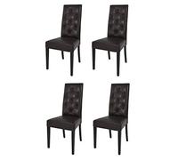 t m c s Tommychairs - Set 4 chaises Chantal pour Cuisine et Salle à Manger, Structure en Bois de hêtre peindré en wengé, Assise et Dossier rembourrés et revêtus en Cuir Artificiel Brun avec Boutons