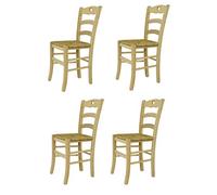 t m c s Tommychairs - Set 4 chaises Cuore pour Cuisine, Bar et Salle à Manger, Robuste Structure en Bois de hêtre Poli, Non traité, 100% Naturel et Assise en Paille