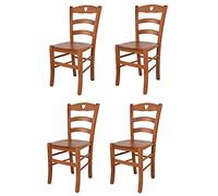 t m c s Tommychairs - Set 4 chaises Cuore pour Cuisine, Bar et Salle à Manger, Robuste Structure en Bois de hêtre peindré en Couleur Cerisier et Assise en Bois