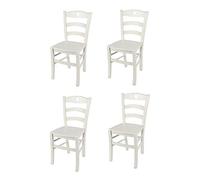 t m c s Tommychairs - Set 4 Chaises Cuore pour Cuisine, Bar et Salle à Manger, Robuste Structure en Bois de hêtre peindré en Couleur Blanc Glace et Assise en Bois