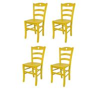 t m c s Tommychairs - Set 4 chaises Cuore pour Cuisine, Bar et Salle à Manger, Robuste Structure en Bois de hêtre peindré en Couleur Aniline Jaune et Assise en Bois