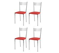 t m c s Tommychairs - Set 4 chaises Elegance pour Cuisine, Bar et Salle à Manger, Robuste Structure en Acier chromé et Assise rembourrée et revêtue en Cuir Artificiel Couleur Rouge