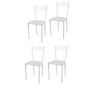 t m c s Tommychairs - Set 4 chaises Elegance pour Cuisine, Bar et Salle à Manger, Robuste Structure en Acier peindré en Couleur Blanc et Assise en Bois laqué Couleur Blanc