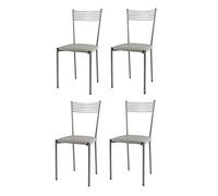 t m c s Tommychairs - Set 4 chaises Elegance pour Cuisine Bar et Salle à Manger, Robuste Structure en Acier peindré alluminium et Assise rembourrée et revêtue en Cuir Artificiel Couleur Gris Clair