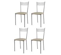 t m c s Tommychairs - Set 4 chaises Elegance pour Cuisine, Bar et Salle à Manger, Robuste Structure en Acier peindré alluminium et Assise rembourrée et revêtue en Cuir Artificiel Couleur Lin