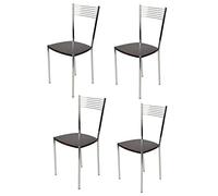 t m c s Tommychairs - Set 4 chaises Elegance pour Cuisine, Bar et Salle à Manger, Robuste Structure en Acier chromé et Assise en Bois Couleur wengé