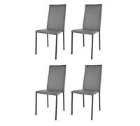 t m c s Tommychairs - Set 4 Chaises empilables modèle Julia pour Cuisine, Bar et Salle à Manger, Structure en Acier, Assise et Dossier rembourrées et revêtus en Simili Cuir Gris foncé