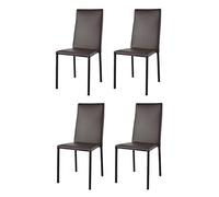t m c s Tommychairs - Set 4 Chaises empilables modèle Julia pour Cuisine, Bar et Salle à Manger, Structure en Acier, Assise et Dossier rembourrées et revêtus en Simili Cuir Moka