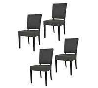 t m c s Tommychairs - Set 4 chaises Genny pour Cuisine, Structure en Bois de hêtre Couleur Anthracite, Assise et Dossier rembourrés et recouverts en simil Cuir Anthracite