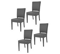 t m c s Tommychairs - Set 4 chaises Genny pour Cuisine, Structure en Bois de hêtre Couleur Gris foncé, Assise et Dossier rembourrés et recouverts en simil Cuir Gris foncé