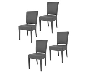 t m c s Tommychairs - Set 4 chaises Genny pour Cuisine, Structure en Bois de hêtre Couleur Gris foncé, Assise et Dossier rembourrés et recouverts en simil Cuir Gris foncé