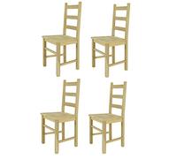 t m c s Tommychairs - Set 4 chaises Rustica pour Cuisine, Bar et Salle à Manger, Robuste Structure en Bois de hêtre Poli, Non traité, 100% Naturel et Assise en Bois