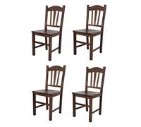 t m c s Tommychairs - Set 4 chaises Silvana pour Cuisine, Bar et Salle à Manger, Robuste Structure en Bois de hêtre peindré en Couleur Noyer foncé et Assise en Bois