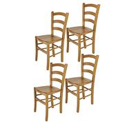 t m c s Tommychairs - Set 4 chaises Venice pour Cuisine, Bar et Salle à Manger, Robuste Structure en Bois de hêtre peindré en Couleur chêne et Assise en Bois