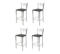 t m c s Tommychairs - Set 4 tabourets Elegance pour Cuisine, Bar et Salle à Manger, Robuste Structure en Acier chromé et Assise rembourrée et revêtue en Cuir Artificiel Couleur Gris foncé