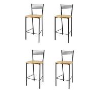 t m c s Tommychairs - Set 4 tabourets Elena pour Cuisine, Bar et Salle à Manger, Robuste Structure en Acier peindré en Noir Mat et Assise en Bois Couleur chêne