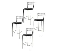 t m c s Tommychairs - Set 4 tabourets Elena pour Cuisine, Bar et Salle à Manger, Robuste Structure en Acier chromé et Assise rembourrée et revêtue en Cuir Artificiel Couleur Noir