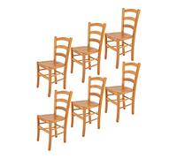 t m c s Tommychairs - Set 6 chaises Venice pour Cuisine, Bar et Salle à Manger, Robuste Structure en Bois de hêtre peindré en Couleur Miel et Assise en Bois
