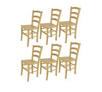 t m c s Tommychairs - Set 6 chaises Venice pour Cuisine, Bar et Salle à Manger, Robuste Structure en Bois de hêtre peindré en Couleur Naturelle et Assise en Bois