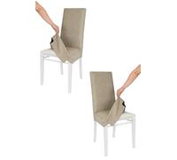 t m c s Tommychairs - Set de 2 chaises avec Housse Amovible modèle Jazz pour Cuisine, Structure en hêtre Blanche, Assise et Dossier rembourrés recouverts avec Housse en Tissu Chamois New