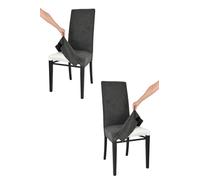 t m c s Tommychairs - Set de 2 chaises avec Housse Amovible modèle Jazz pour Cuisine, Structure en hêtre Aniline Noir, Assise et Dossier rembourrés recouverts avec Housse en Tissu Anthracite