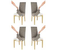 t m c s Tommychairs - Set de 4 chaises avec Housse Amovible modèle Jazz pour Cuisine, Structure en hêtre chêne, Assise et Dossier rembourrés recouverts avec Housse en Tissu Gris Ciment