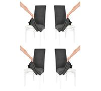 t m c s Tommychairs - Set de 4 chaises avec Housse Amovible modèle Jazz pour Cuisine, Structure en hêtre Blanche, Assise et Dossier rembourrés recouverts avec Housse en Tissu Anthracite