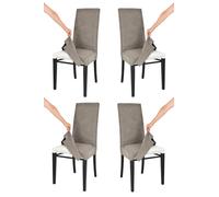 t m c s Tommychairs - Set de 4 chaises avec Housse Amovible modèle Jazz pour Cuisine, Structure en hêtre Aniline Noir, Assise et Dossier rembourrés recouverts avec Housse en Tissu Gris Ciment