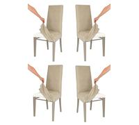 t m c s Tommychairs - Set de 4 chaises avec Housse Amovible modèle Jazz pour Cuisine, Structure en hêtre Cappuccino, Assise et Dossier rembourrés recouverts avec Housse en Tissu Chamois New
