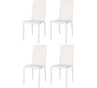 t m c s Tommychairs - Set de 4 chaises empilables modèle Julia pour la cuisine, le bar et la salle à manger, structure robuste en acier, rembourrée et recouverte de similicuir blanc