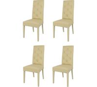 t m c s Tommychairs - Set de 4 chaises modernes CHANTAL pour la cuisine et la salle à manger, structure robuste en bois de hêtre laqué couleur sable, rembourrées et recouvertes de similicuir couleur s
