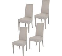 t m c s Tommychairs - Set de 4 chaises modernes CHIARA pour la cuisine et la salle à manger, structure robuste en bois de hêtre laqué couleur marron chamois, rembourrées et recouvertes de tissu couleu