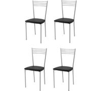 t m c s Tommychairs - set de 4 chaises modernes ELENA pour la cuisine et la salle à manger, structure robuste en acier laqué de couleur aluminium, assise rembourrée recouverte de similicuir de couleur