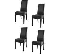 t m c s Tommychairs - Set de 4 chaises modernes LUISA pour la cuisine et la salle à manger, structure robuste en bois de hêtre laqué couleur noir, rembourrées et recouvertes de similicuir noir