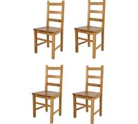t m c s Tommychairs - Set de 4 chaises RUSTICA pour la cuisine et la salle à manger, structure robuste en bois de hêtre, couleur chêne laqué et assise en bois
