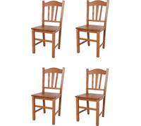 t m c s Tommychairs - Set de 4 chaises SILVANA pour la cuisine et la salle à manger, structure robuste en bois de hêtre, couleur cerisier laqué et assise en bois