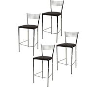 t m c s Tommychairs - Set de 4 tabourets de bar modernes ELEGANCE pour la cuisine et la salle à manger, structure robuste en acier chromé, assise rembourrée recouverte de similicuir couleur moka