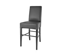 t m c s Tommychairs - Tabouret Bas Luisa pour Cuisine, Bar et Salle à Manger, Structure en Bois de hêtre peindré en Noir, Assise et Dossier rembourrés et revêtus en Cuir Artificiel Couleur Noir
